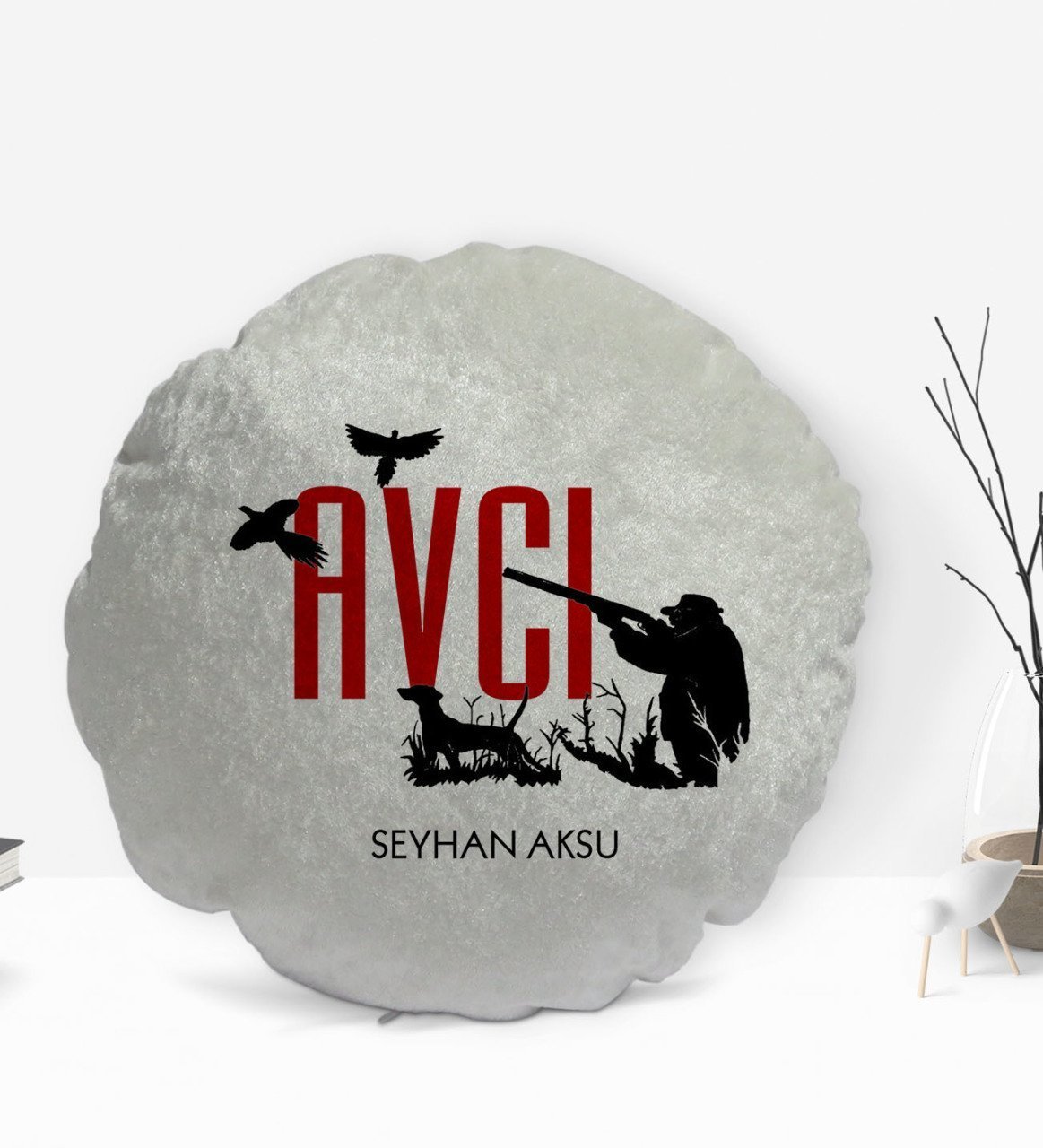 Kişiye Özel İsimli Avcı Tasarımlı Dekoratif Kırlent Yastık-1