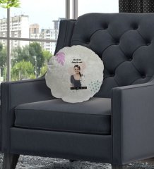 Kişiye Özel İsimli Fotoğraflı Yuvarlak Dekoratif Kırlent Yastık-2