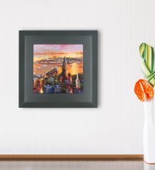 BK Gift Galata Kulesi Tasarımlı Ahşap Çerçeveli Taş Duvar Dekoru-4