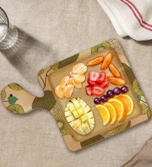 BK Gift Kivi Tasarımlı Kare Şeklinde Doğal Ahşap Servis ve Sunum Tabağı Model 1