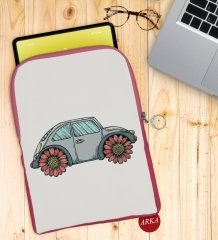 BK Gift Klasik Araç Tasarımlı Taşınabilir Koruyucu Tablet Kılıfı & Organizer Çanta - Pembe-4
