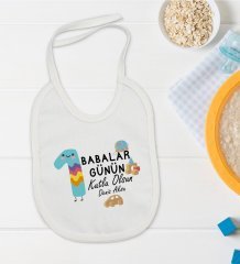 BK Kids Kişiye Özel İlk Babalar Günü Tasarımlı Bebek Mama Önlüğü - Model 4