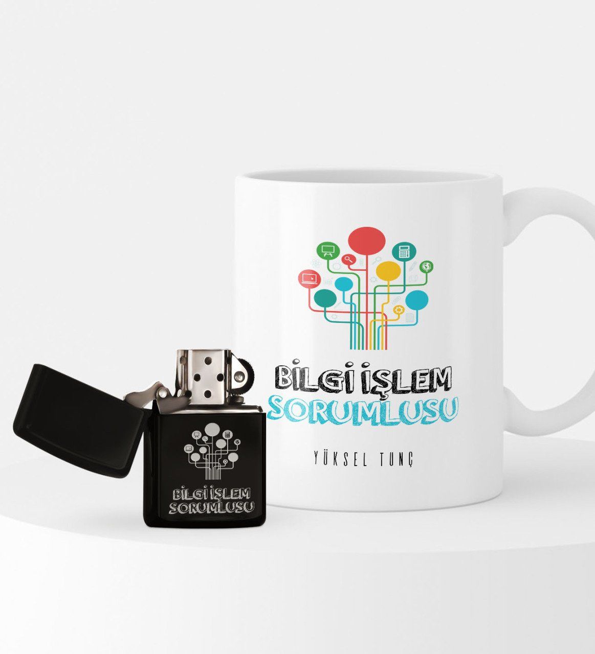 Kişiye Özel Bilgi İşlem Sorumlusu Temalı Çakmak ve Kupa Seti - 1