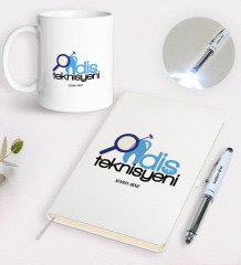 Kişiye Özel Diş Teknisyeni Tasarımlı Defter Kupa ve Dokunmatik Işıklı Kalem Seti-1