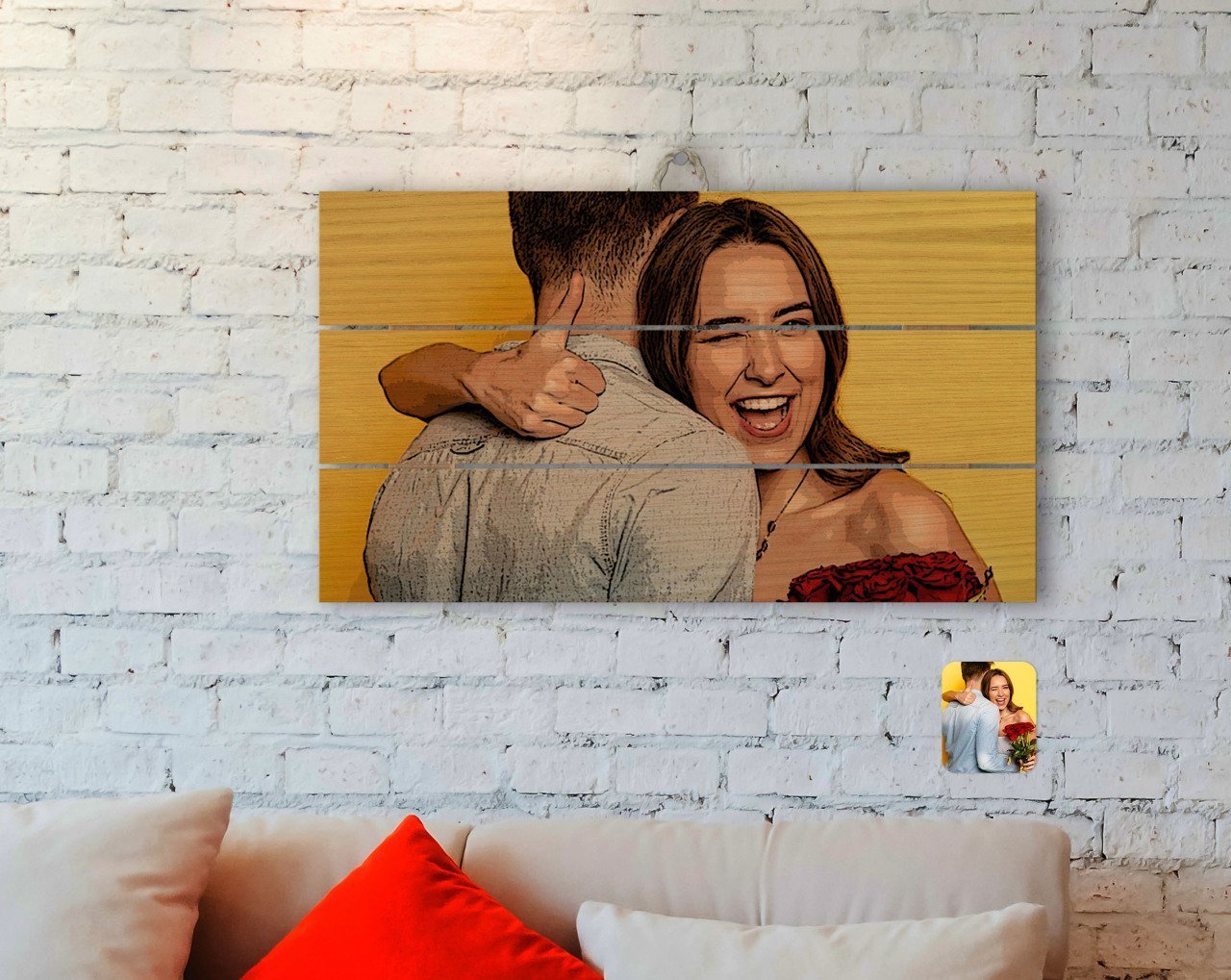 Kişiye Özel Yağlıboya Tasarımlı Otantik Ahşap Palet Tablo