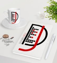 Kişiye Özel DJ Beyaz Defter Kalem Türk Kahvesi Fincanı Seti-2