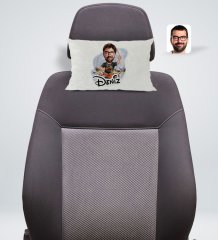 Kişiye Özel İsimli Erkek Baterist Karikatürlü Dikdörtgen Araç Koltuk Yastığı-1