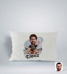 Kişiye Özel İsimli Erkek Baterist Karikatürlü Dikdörtgen Araç Koltuk Yastığı-1