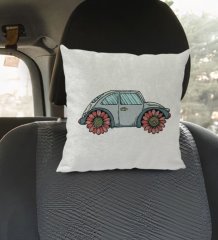 BK Gift Klasik Araç Tasarımlı Kare Araç Koltuk Yastığı-4