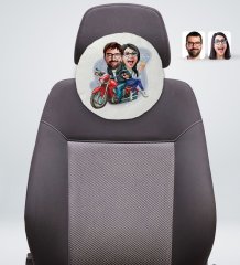 Kişiye Özel Sevgililer Karikatürlü Yuvarlak Dekoratif Kırlent Yastık-97
