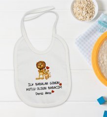 BK Kids Kişiye Özel İlk Babalar Günü Tasarımlı Bebek Mama Önlüğü - Model 3