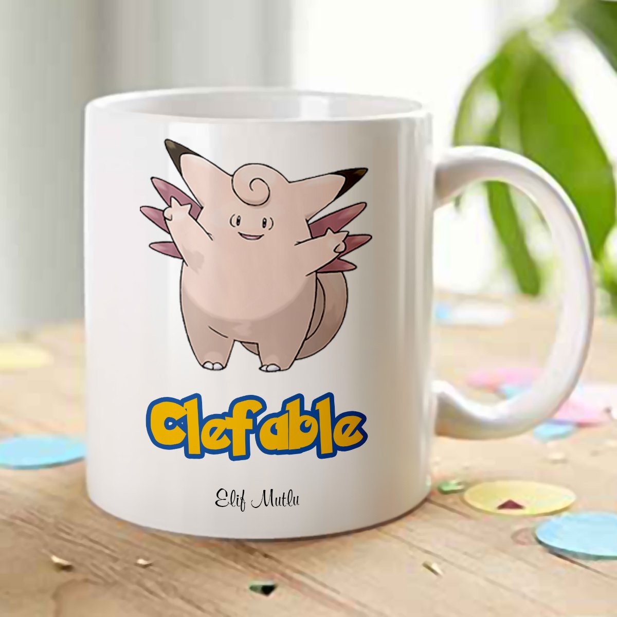 Kişiye Özel Pokemon Clefable Beyaz Kupa Bardak