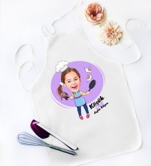 Kişiye Özel Küçük Şef Karikatür Beyaz Mutfak Önlüğü - 1