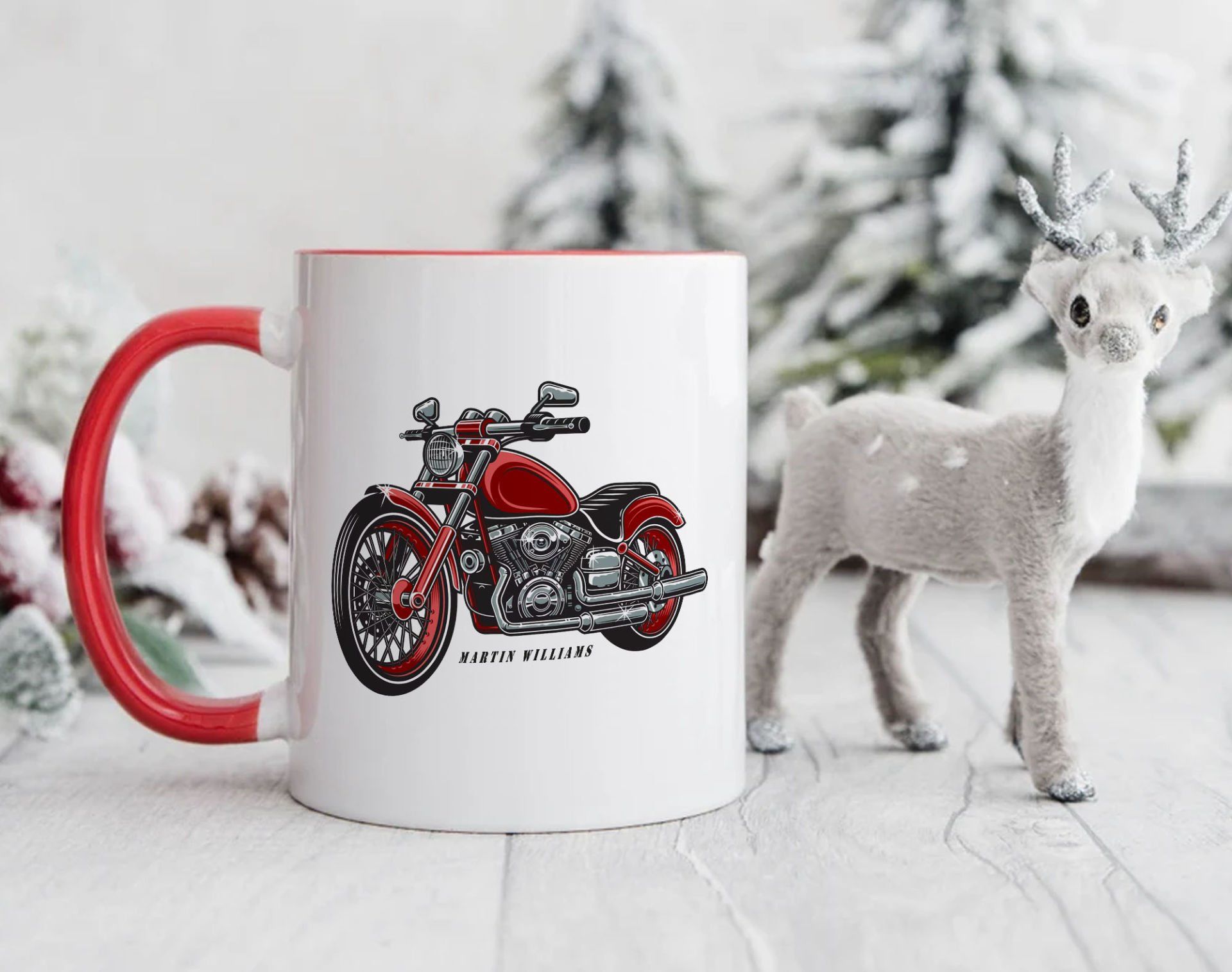 BK Gift Kişiye Özel Motorcu Temalı Kırmızı Kupa Bardak-13, Arkadaşa Hediye, Sevgiliye Hediye