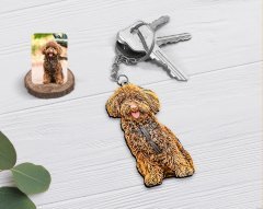 Kişiye Özel Tam Boy Köpek Karikatürlü Ahşap Anahtarlık-1