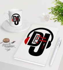 Kişiye Özel DJ Beyaz Defter Kalem Türk Kahvesi Fincanı Seti-1