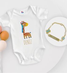 BK Kids Kişiye Özel İsimli Beyaz Bebek Body Zıbın ve Erkek Bebek Künyesi Hediye Seti-17