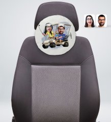 Kişiye Özel Sevgililer Karikatürlü Yuvarlak Dekoratif Kırlent Yastık-96