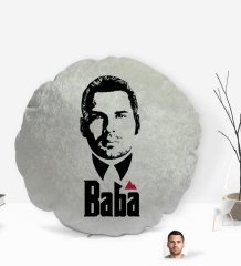 Kişiye Özel Baba Godfather Silüet Yuvarlak Dekoratif Kırlent Yastık-13