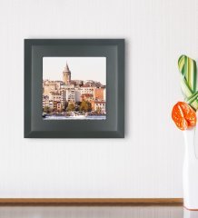 BK Gift Galata Kulesi Tasarımlı Ahşap Çerçeveli Taş Duvar Dekoru-2