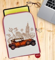 BK Gift Klasik Araç Tasarımlı Taşınabilir Koruyucu Tablet Kılıfı & Organizer Çanta - Pembe-2