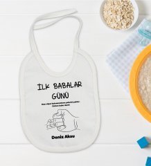 BK Kids Kişiye Özel İlk Babalar Günü Tasarımlı Bebek Mama Önlüğü - Model 2