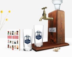 Kişiye Özel Renkli Baskılı Denizci Tasarımlı İkili Rakı Bardağı Ahşap Rakı Standı ve Cep Kitabı Hediye Seti-1