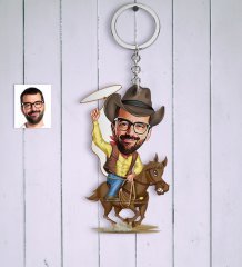 Kişiye Özel Kovboy Karikatür Anahtarlık
