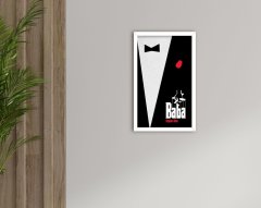 BK Home İsme Özel Godfather Baba Tasarımlı Dekoratif Ahşap Beyaz Çerçeveli Tablo-13