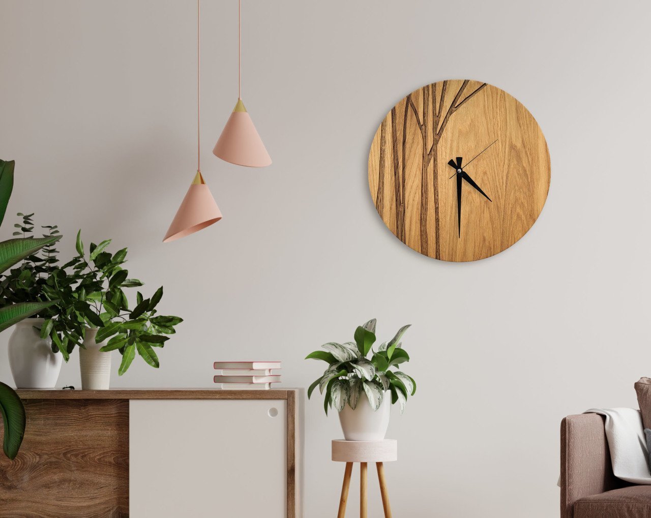 BK Home Dekoratif 45cm Ahşap Duvar Saati-11