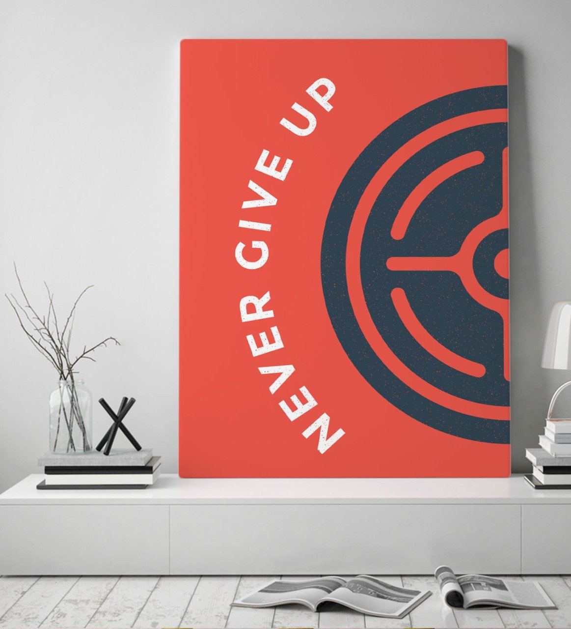 BK Gift Never Give Up Tasarımlı Kanvas Tablo 50x70cm-1