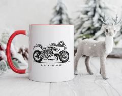 BK Gift Kişiye Özel Motorcu Temalı Kırmızı Kupa Bardak-12, Arkadaşa Hediye, Sevgiliye Hediye