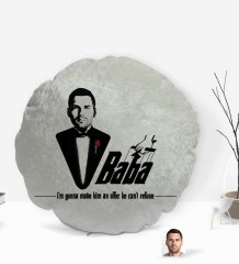 Kişiye Özel Baba Godfather Silüet Yuvarlak Dekoratif Kırlent Yastık-6