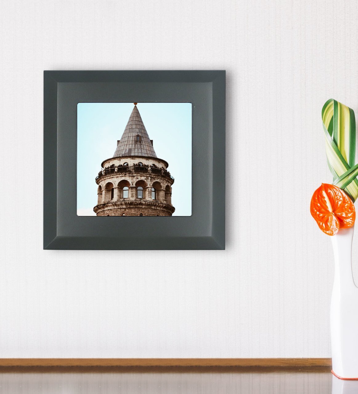 BK Gift Galata Kulesi Tasarımlı Ahşap Çerçeveli Taş Duvar Dekoru-1