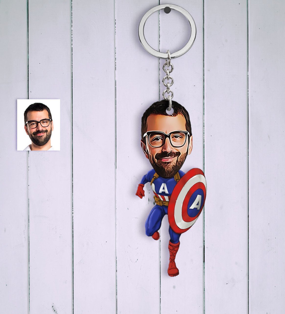 Kişiye Özel Kaptan Amerika Karikatür Anahtarlık