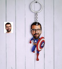 Kişiye Özel Kaptan Amerika Karikatür Anahtarlık
