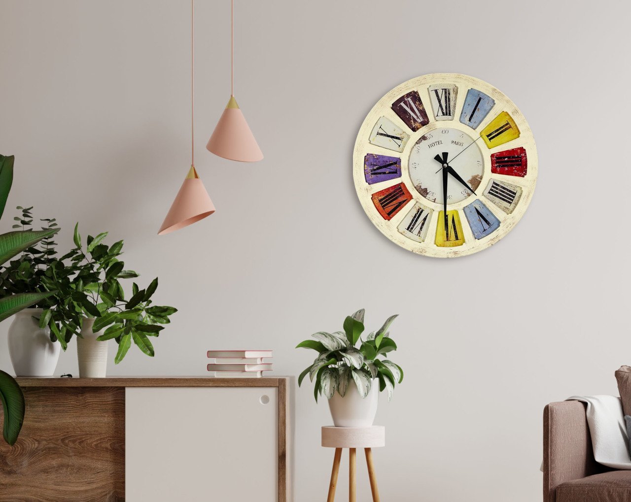 BK Home Retro Dekoratif 45cm Ahşap Duvar Saati-10