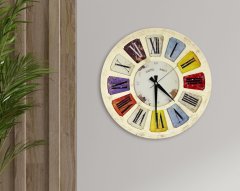 BK Home Retro Dekoratif 45cm Ahşap Duvar Saati-10