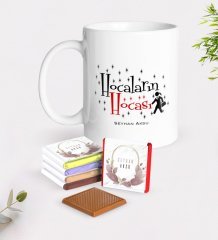 Kişiye Özel Hocaların Hocası Beyaz Kupa ve Çikolata Hediye Seti-2
