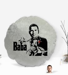Kişiye Özel Baba Godfather Silüet Yuvarlak Dekoratif Kırlent Yastık-4