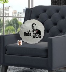 Kişiye Özel Baba Godfather Silüet Yuvarlak Dekoratif Kırlent Yastık-4