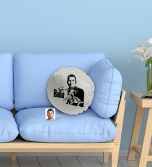 Kişiye Özel Baba Godfather Silüet Yuvarlak Dekoratif Kırlent Yastık-4