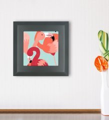 BK Gift Flamingolar Tasarımlı Ahşap Çerçeveli Taş Duvar Dekoru-2