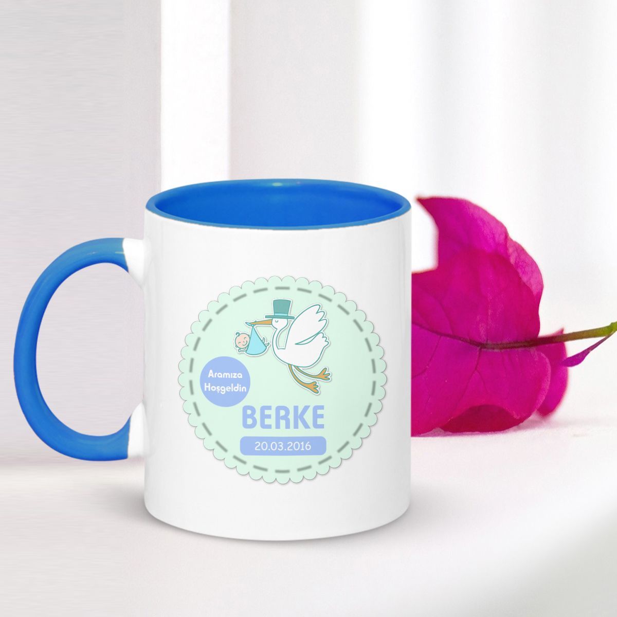 Kişiye Özel Erkek Bebek Mavi Kupa Bardak - 001