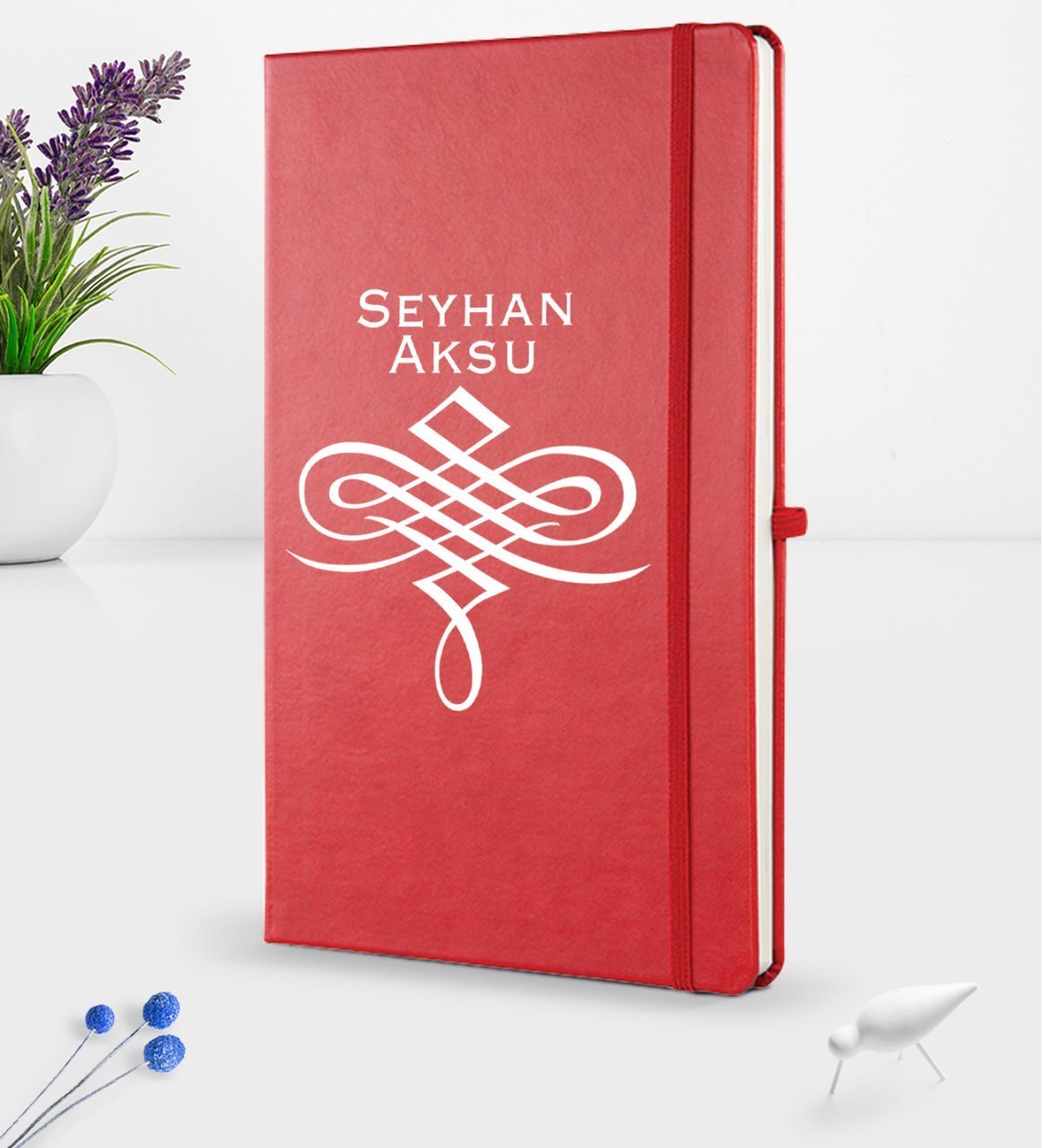 Kişiye Özel İsimli Kırmızı Termo Deri Defter 16x24cm Model 24