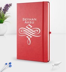 Kişiye Özel İsimli Kırmızı Termo Deri Defter 16x24cm Model 24
