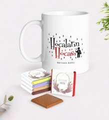 Kişiye Özel Hocaların Hocası Beyaz Kupa ve Çikolata Hediye Seti-1