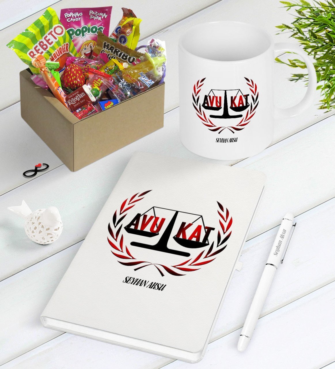 Kişiye Özel Avukat Nostaljik Lezzetler Defter Kalem Kupa Hediye Seti-2