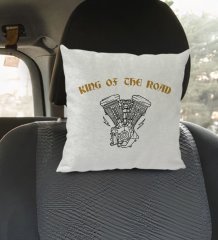 BK Gift King Of The Road Tasarımlı Kare Araç Koltuk Yastığı-1