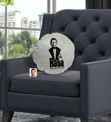 Kişiye Özel Baba Godfather Silüet Yuvarlak Dekoratif Kırlent Yastık-3